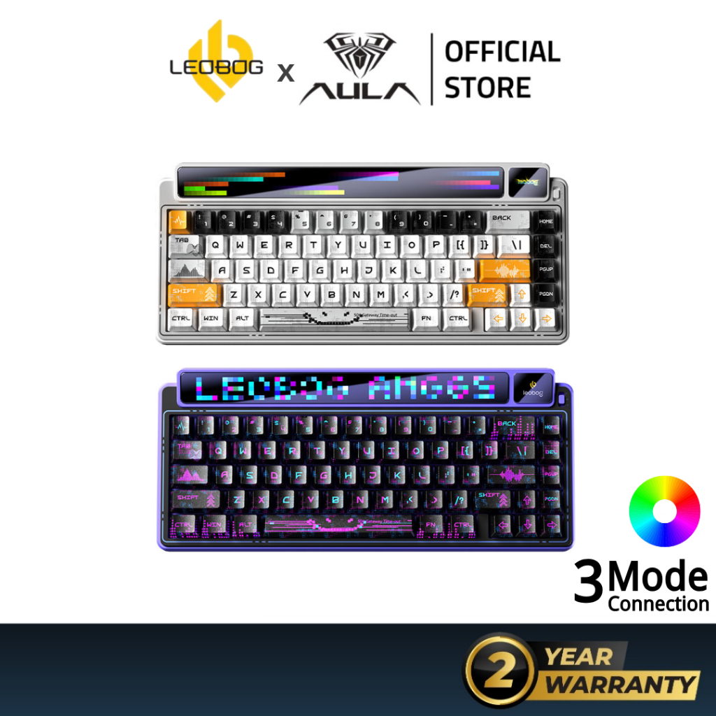 LEOBOG AMG65 3 Mode Mechanical Keyboard LED Smart Dual Screen 67 Keys ...