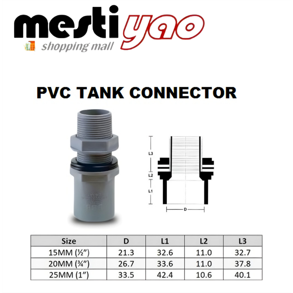 15mm/20mm/25mm Pvc Tank Connector/Pvc Fitting Connector/Plumbing ...