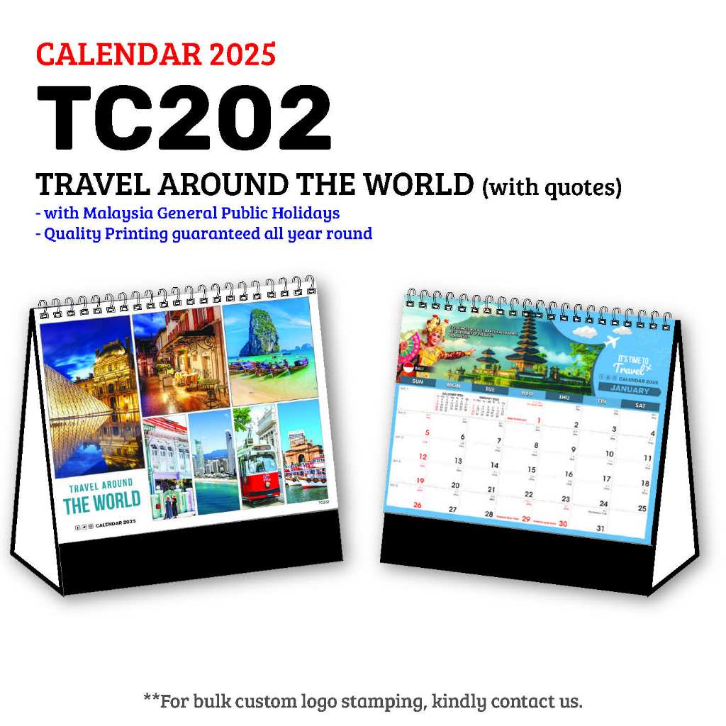 [TC202] Table Calendar 2025 | Desktop Calendar 2025 | Travelling