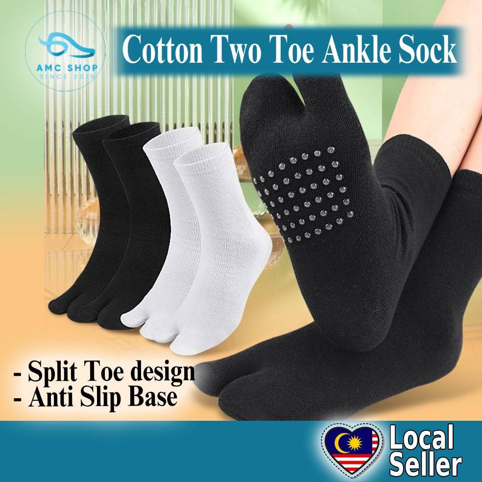 Cotton Two toe Socks With Flip flops And Cs Sole Silicone Non slip Slow Pressure Split Toe Mid tube Socks Shopee Singapore
