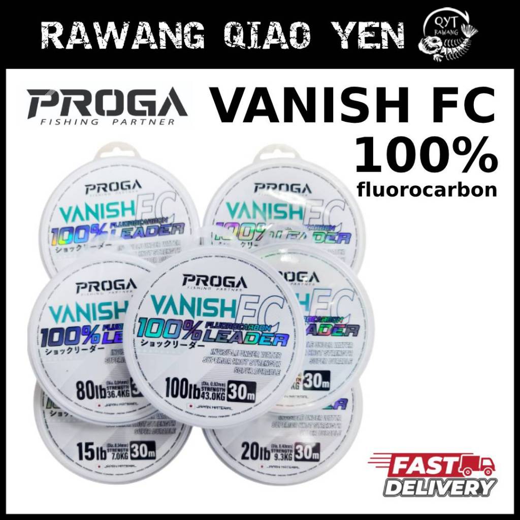 PROGA VANISH Fluorocarbon FC100% 30M Fishing Shock Leader TALI HANTU ...