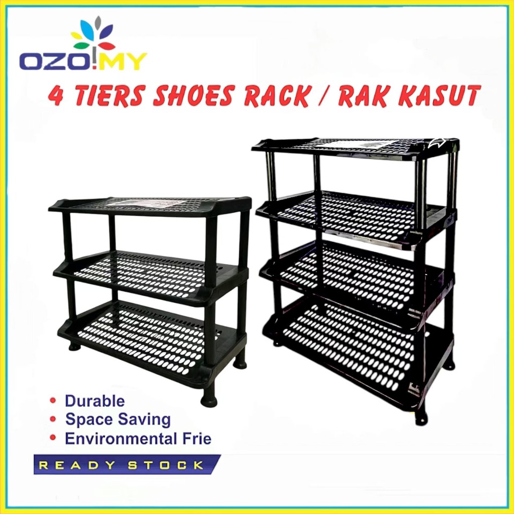 3 / 4 Tiers Shoe Rack / Plastic Shoe Rack / Rak Kasut 3 / 4 Tingkat ...