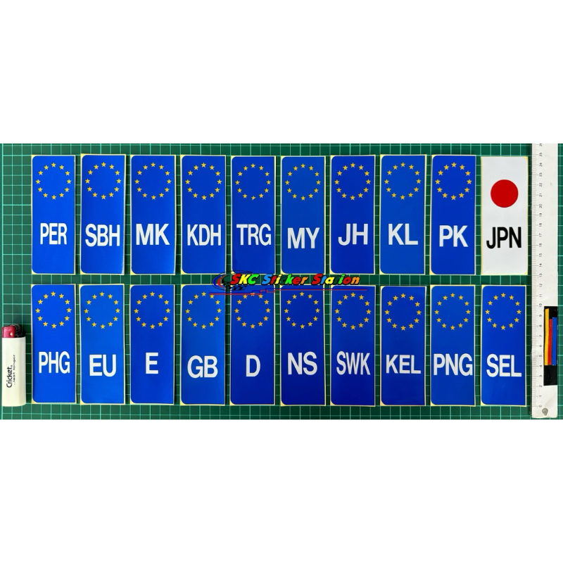 Sticker Cutting Euro Car Plate (12cm tall for Stadard Size) State ...