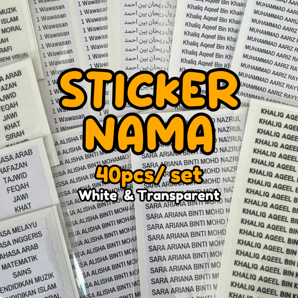 Sticker Nama | Kelas | Sekolah | Subjek Buku Alat Tulis 40 pcs White PP ...