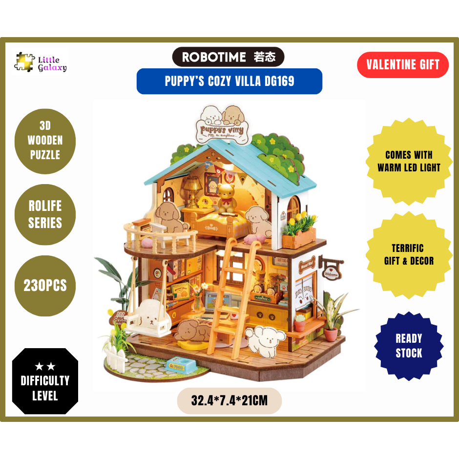 Robotime Rolife 3D DIY Wooden Puzzle Miniature House Kit Puppy's Cozy ...