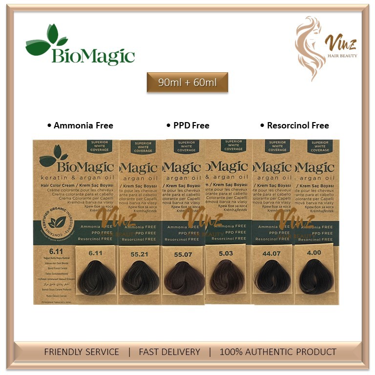BioMagic Keratin & Argan Oil Hair Color Cream (White Hair Coverage ...