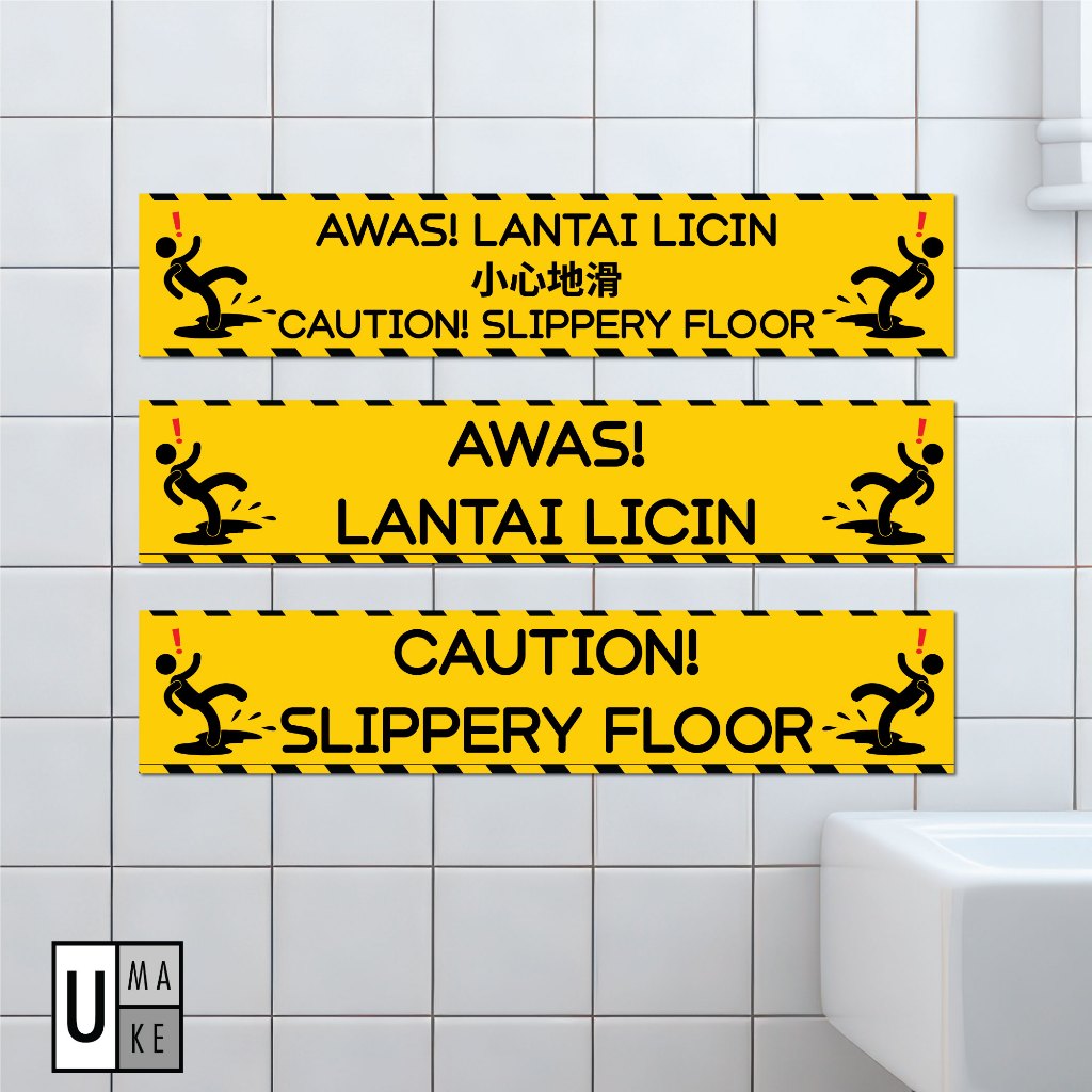 UMAKE tanda Awas Lantai licin, beware slippery floor sign, caution wet ...