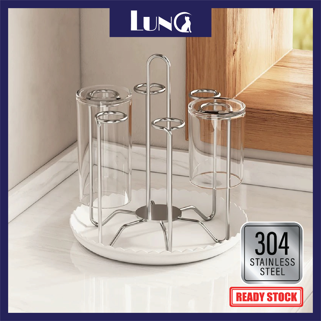 Glass Cup Tea Cup Storage Rack Stainless Steel Drink Cup Holder With ...