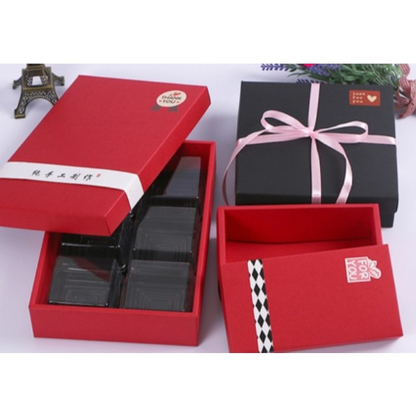 Red Moon Cake Box 200g Mooncake Box Cookies Pastry CNY Box 100 ...