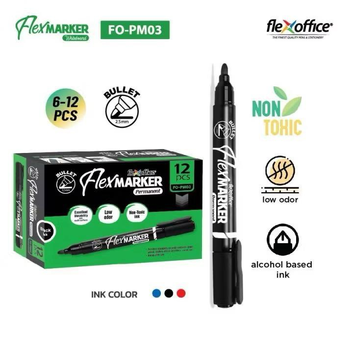 FLEXMARKER PERMANENT MARKER PEN (BLACK/BLUE/RED) FO-PM03 (PRICE PER PCS ...