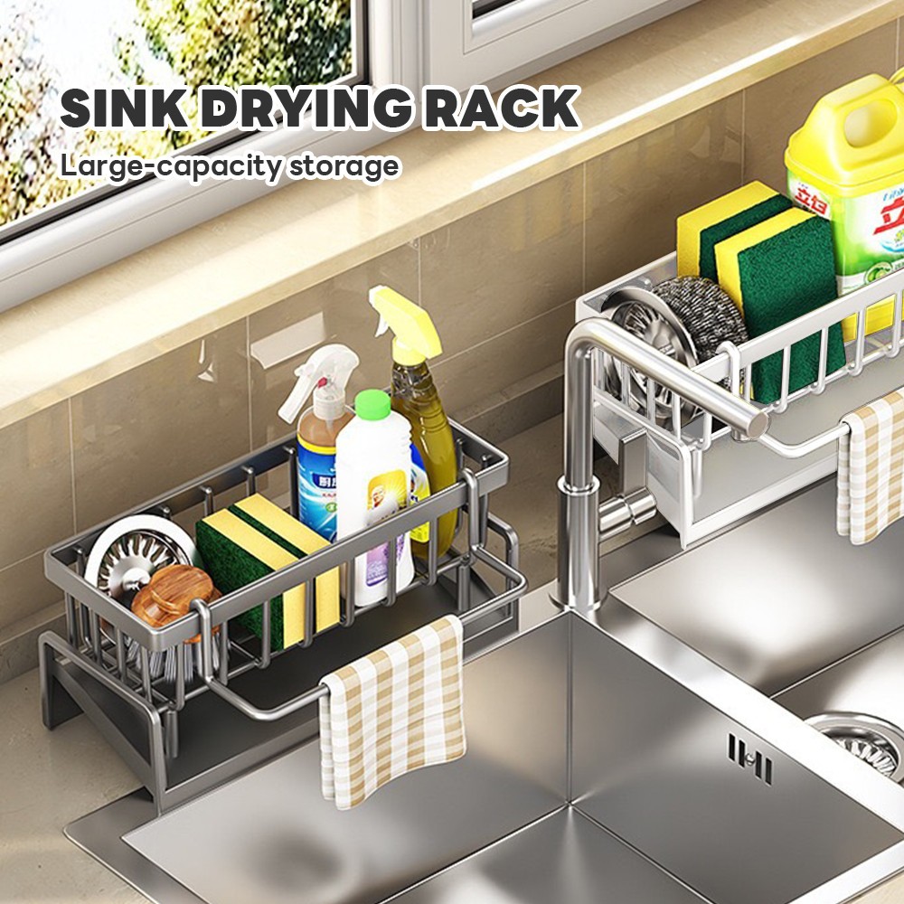 Kitchen Sponge Rack Sink Drainer Sponge Holder Self-draining Sink Shelf ...