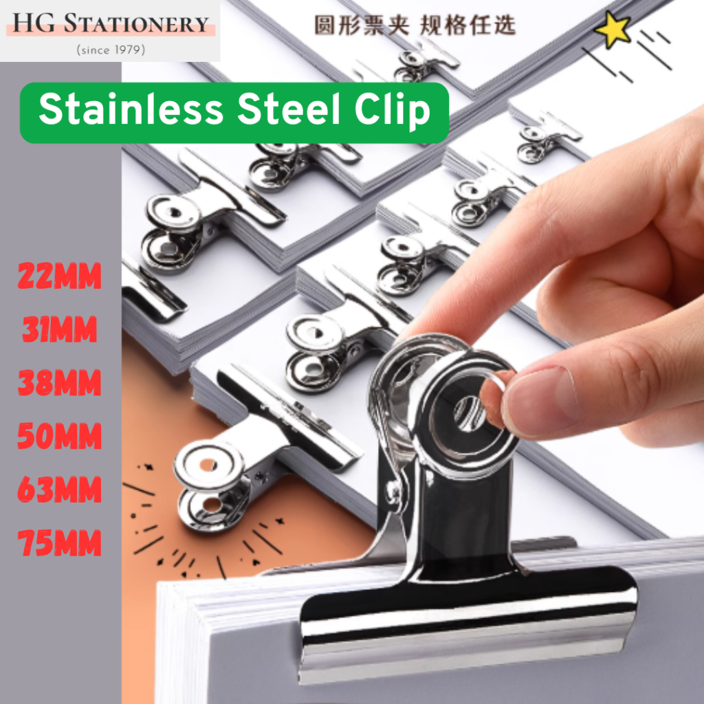 (22/31/38/50/63/75mm) Stainless Steel Metal Paper Clip Food Clip Big ...