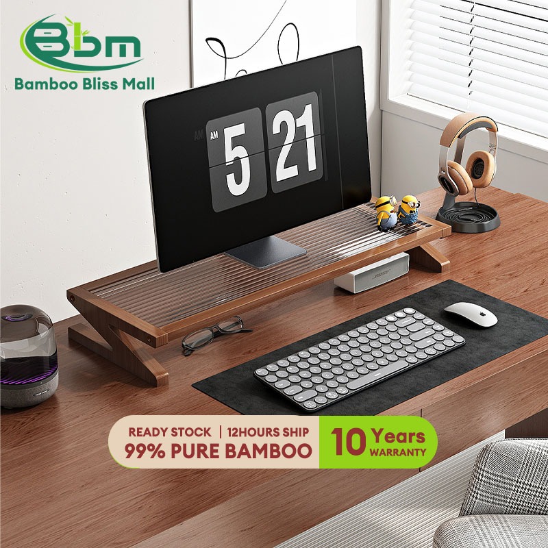 BBM Bamboo PC Stand Laptop Monitor Stand 20KG Computer Stand Desktop ...