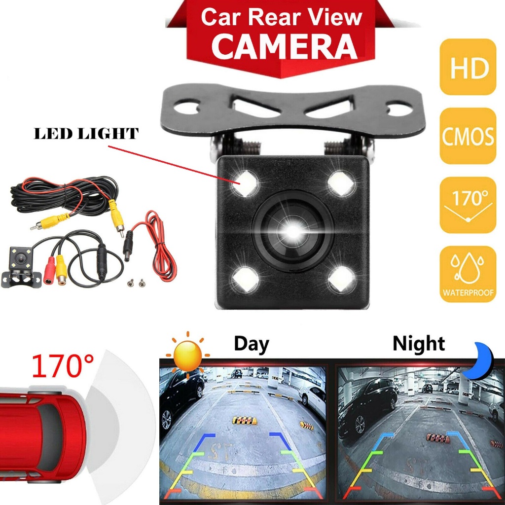 Car Reverse Rear View Camera Parking Night Vision Full HD 4 LED Wide ...