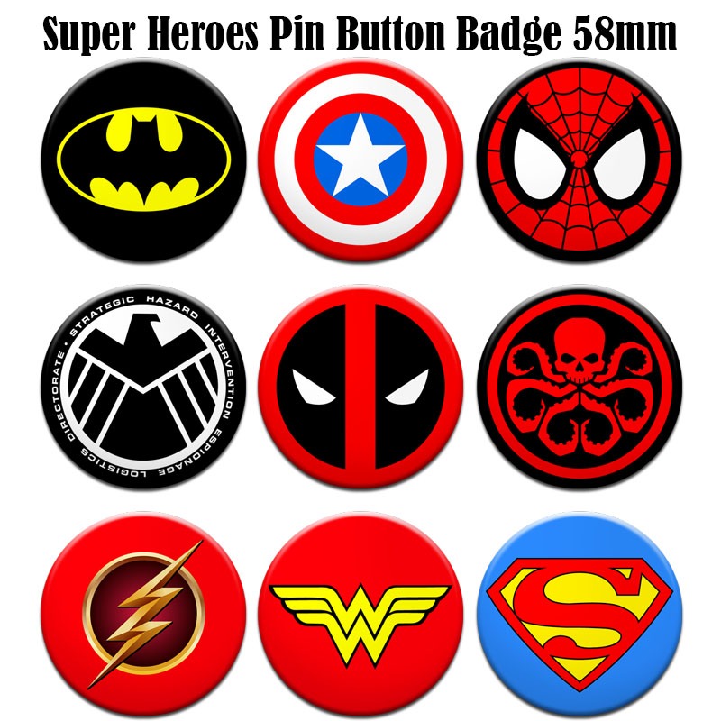 Lencana Butang Pin Super Heroes Pin Button Badge 58mm | Shopee Singapore