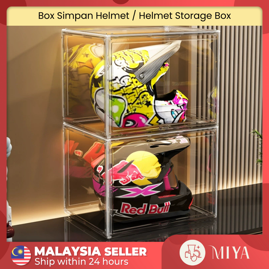 Large Helmet Storage Box With Cover Full Transparent Helmet Storage Box ...