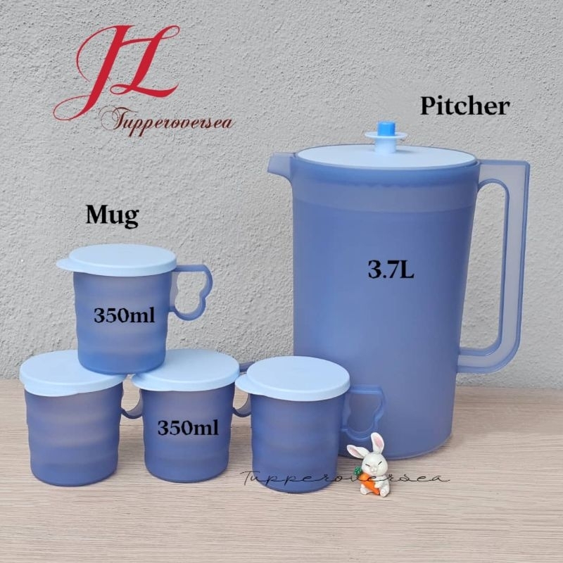 Tupperware Giant Pitcher 3.7L & Blossom Mug with Seal (4 PCS) 350ml ...