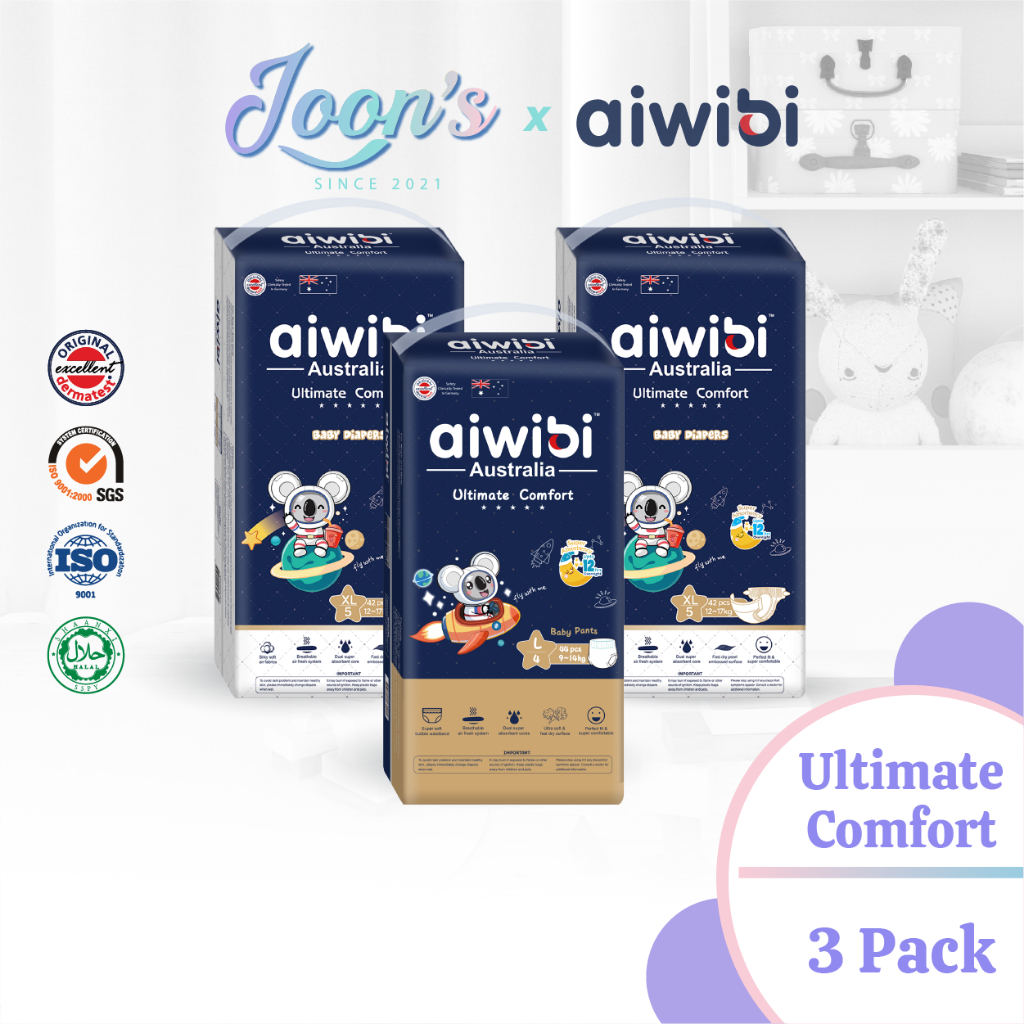 Aiwibi Baby Ultimate Comfort Diapers Tape & Pants (3Pack) | Shopee ...