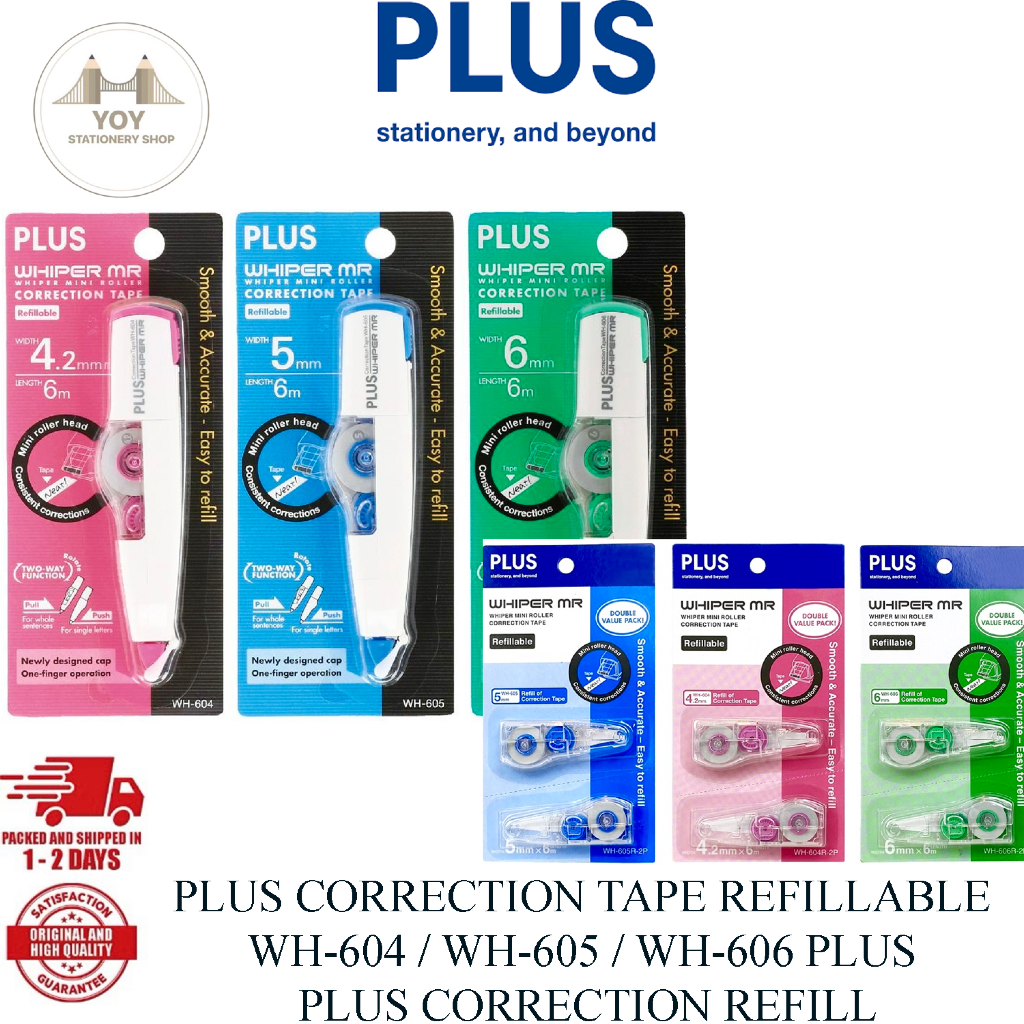 PLUS CORRECTION TAPE REFILLABLE WH-604 / WH-605 / WH-606 PLUS WHIPPER ...