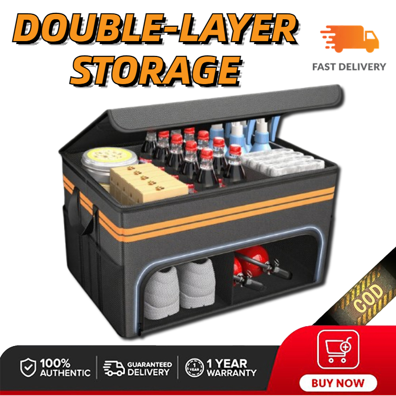2026 Newly Upgraded Double-Layer Oxford Cloth Car Boot Organiser ...