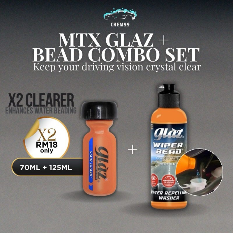MTX GLAZ + MTX BEAD COMBO SET WATER REPELLANT COATING - HYDROPHOBIC ...
