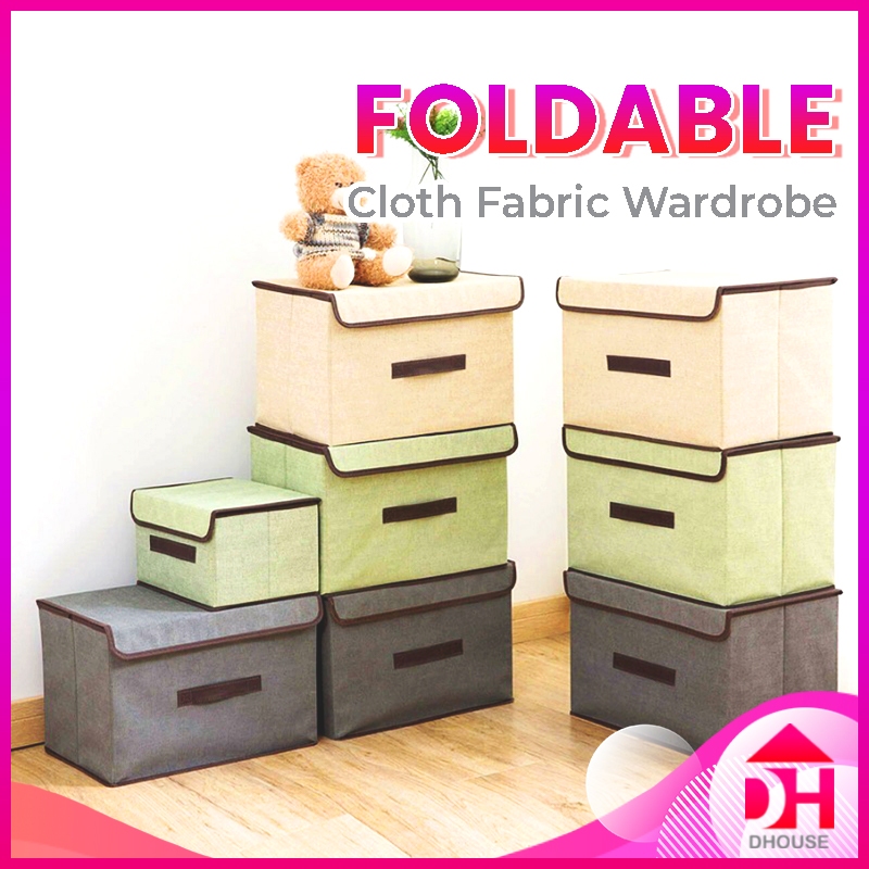 Collapsible Organizer 2-in-1 Storage Box Cloth Fabric Clothes Wardrobe ...