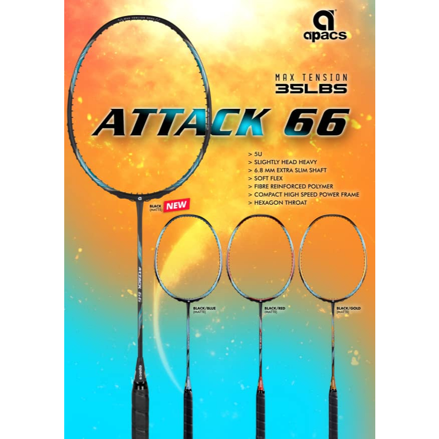 Apacs Attack 66 Badminton Racket (Racket Only) | Shopee Singapore