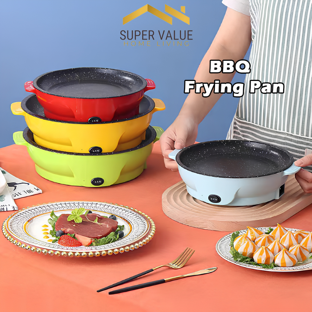 Household Multifunctional Small Electric Grill Pan Smokeless Frying Pan ...