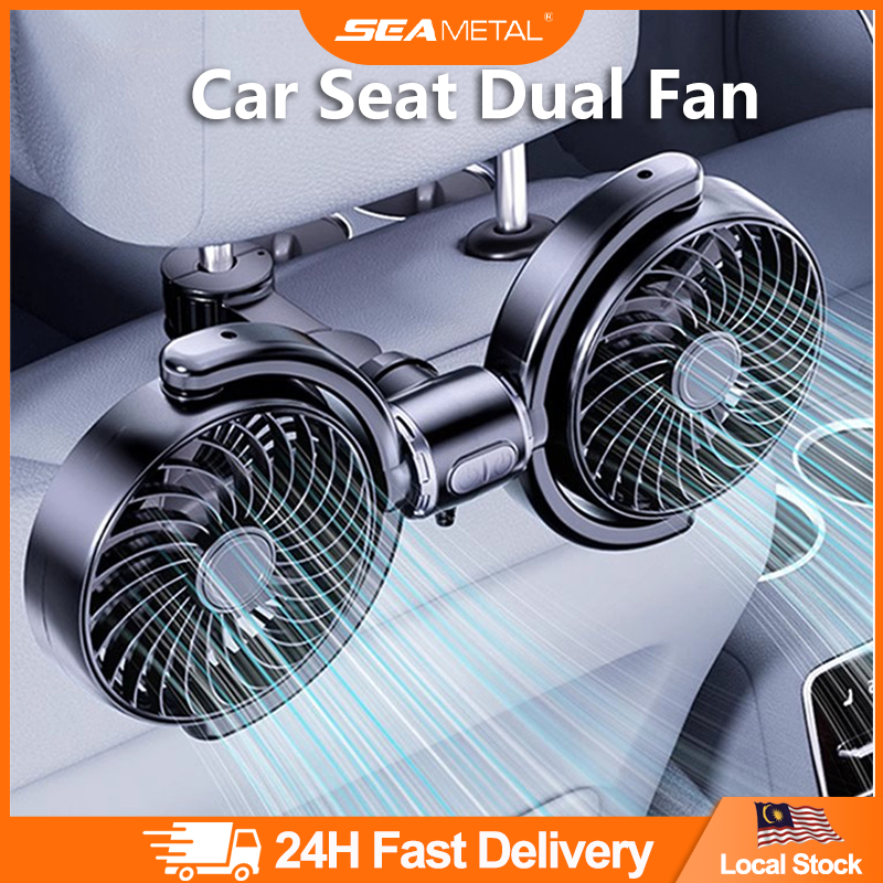 Car Strong Dual Fan Rear Seatback 360 Adjustable Air Cooler Fan Usb/12V ...