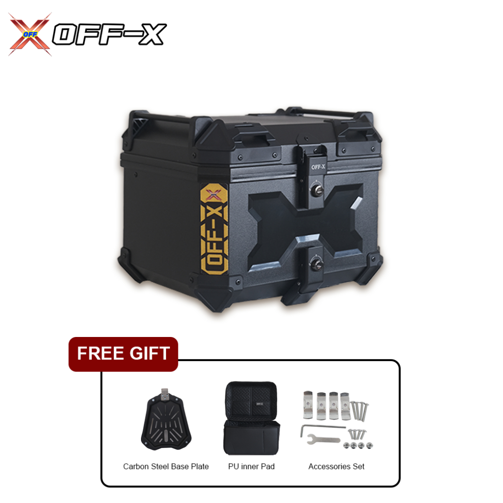 OFF-X Jet Black ABS Extra Big Motorcycle Storage Top Box With Inner Pad ...
