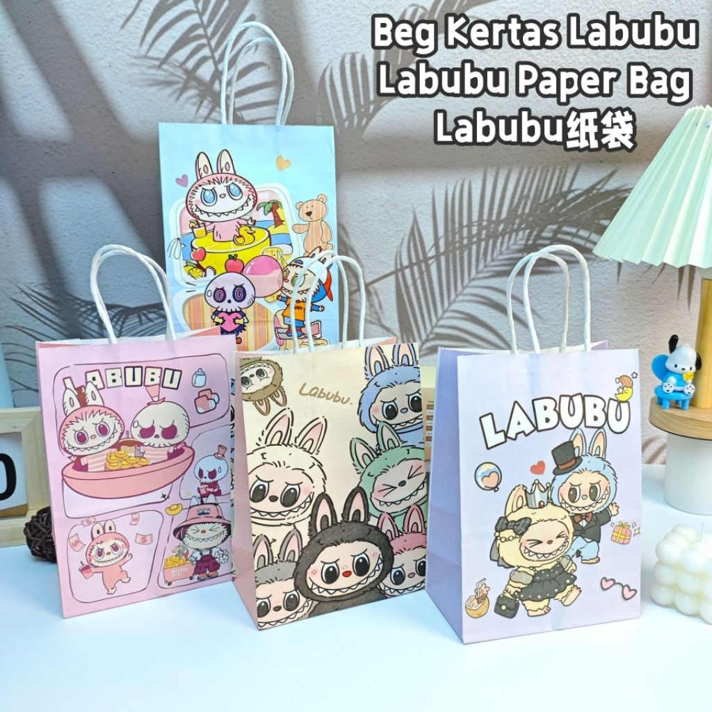 Cartoon Labubu Theme Handbag Kraft Paper Bag Cute Shopping box ...