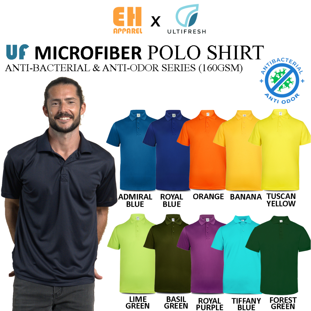 【UF】Microfiber COLLAR POLO Unisex Short Sleeve Shirt Anti-Bacterial ...