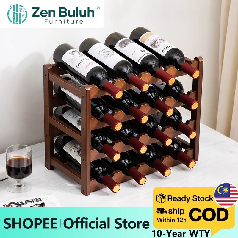【100%Bamboo】Wine Rack 2/4Layers 6/16 Bottles Wine Glass Holder Wine ...
