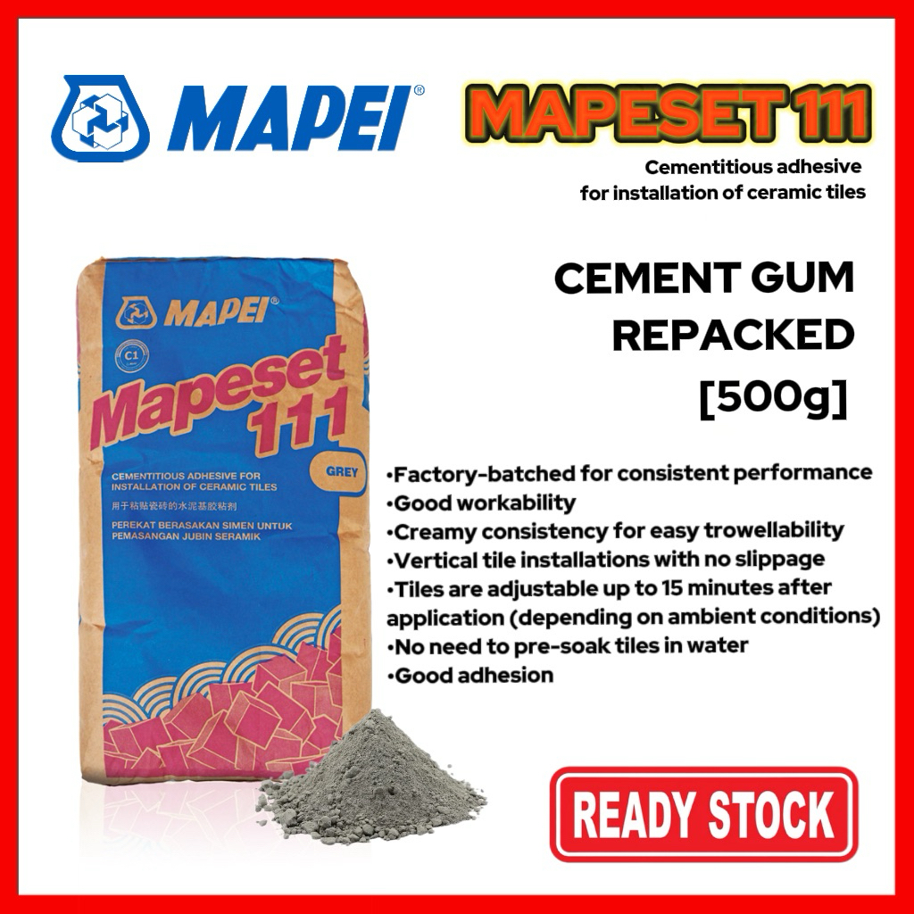 Mapei Mapeset 111 (Grey) – 500g Repacked Tile Adhesive (Ceramic Tile ...