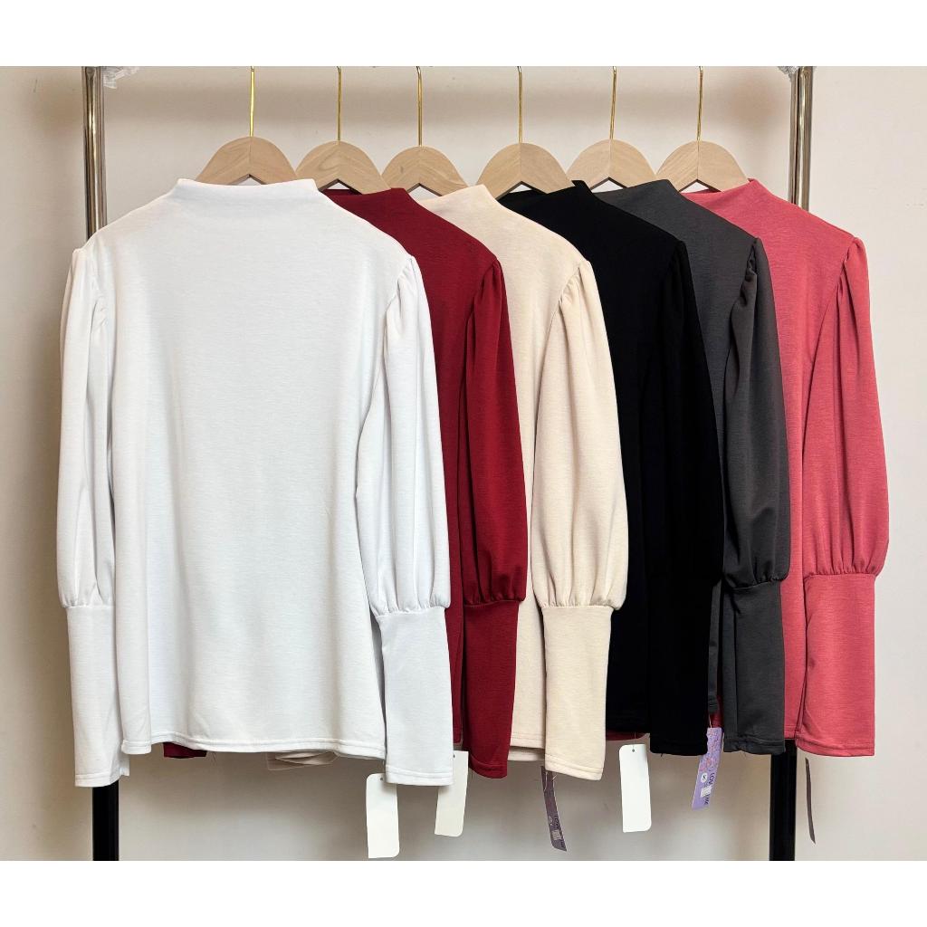 Stylish Inner Puff High Neck Blouse (Max 75KG) | Shopee Singapore