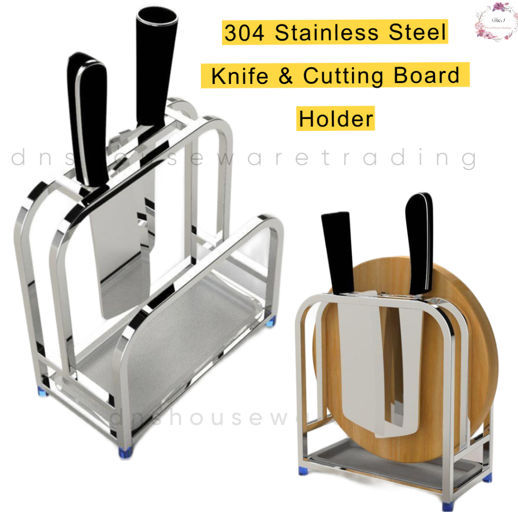 304 Stainless Steel Knife Holder Rack Chopping Board Storage Rack Rak ...