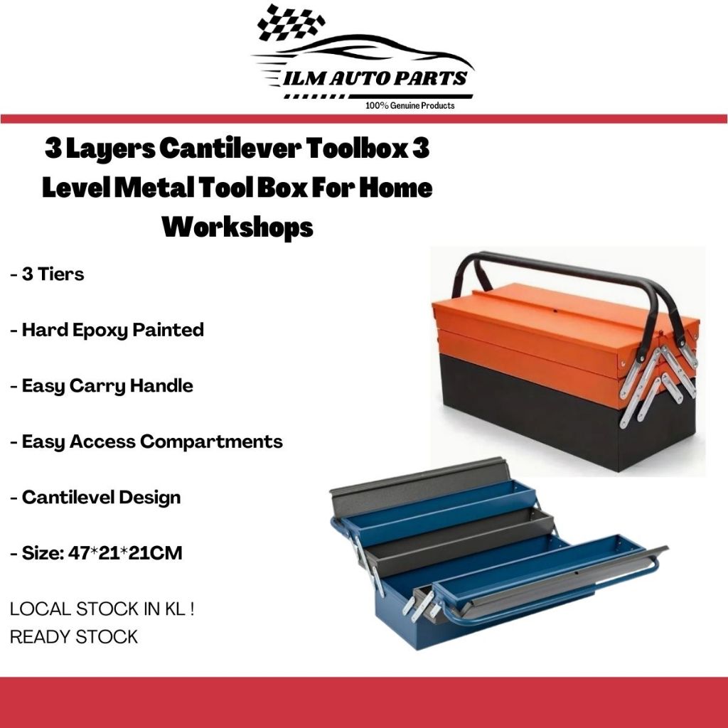 [ILM] 3 Layers Cantilever Toolbox 3 Level Metal Tool Box For Home ...