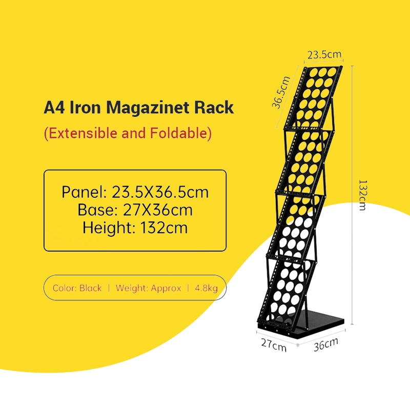 Foldable Metal 4 Layer Magazine Brochure Newspaper Display Stand ...