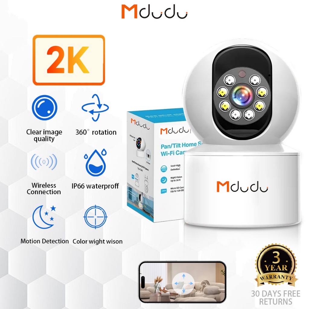 Mdudu HD Wifi Home CCTV Camera 360 Rotation Human Tracking Full Color ...