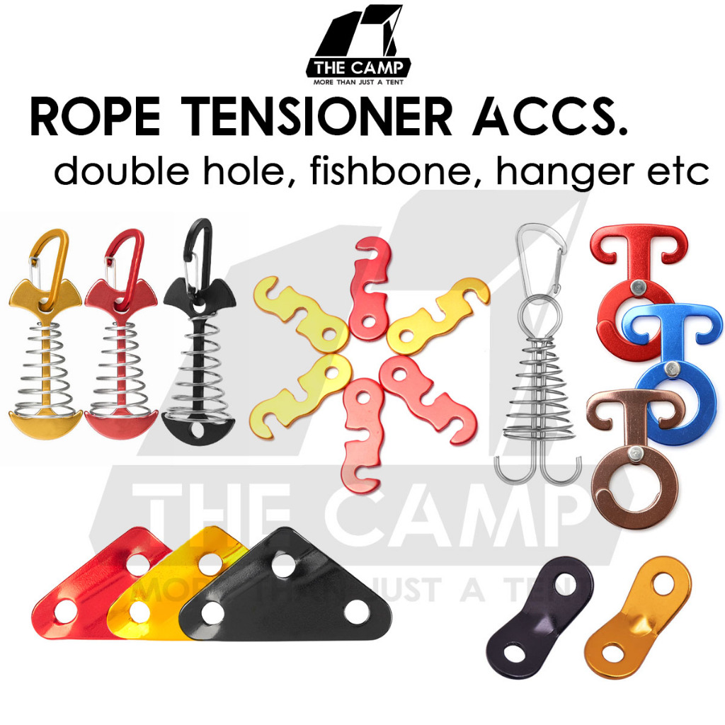 Camping Aluminium Tent Rope Tensioner Adjuster Deck Peg Fishbone Hanger ...