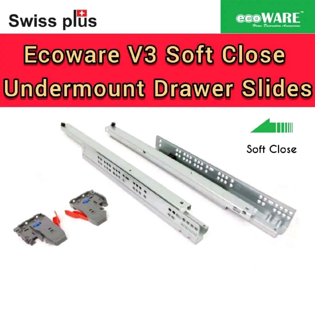 Ecoware V3 Undermount Full Extension Drawer Slide with Soft Closing ...