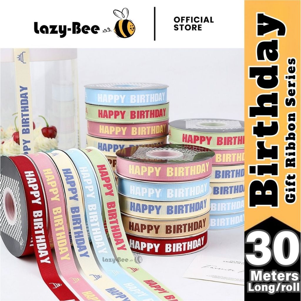 LAZY BEE Happy Birthday Party Ribbon Selamat Hari Jadi Reben Riben ...