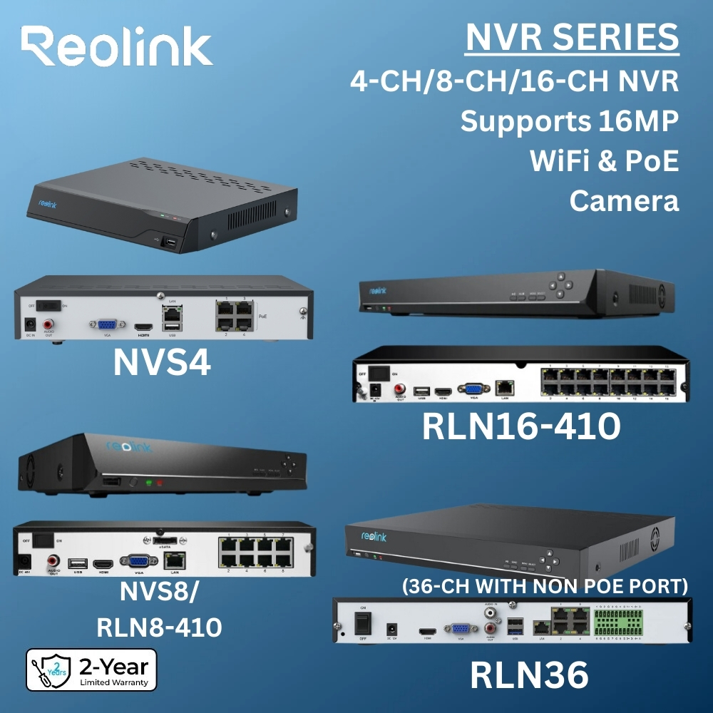Reolink NVR 4CH NVS4 8CH NVS8/RLN8-410 16CH RLN16-410 16MP/12MP/8MP/5MP  PoE/WiFi Camera 24/7 Recording(New Version)