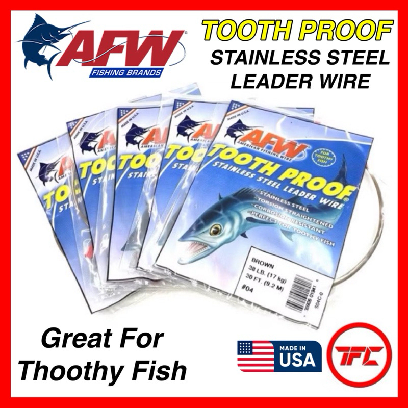 AFW Tooth Proof Stainless Steel Single Strand Leader Wire – Fishing Leader