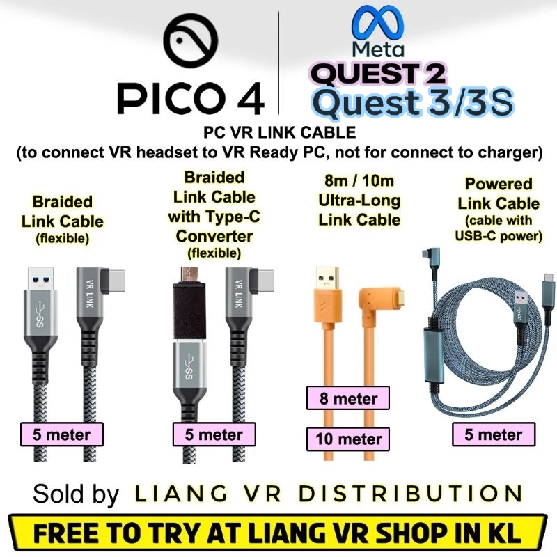 Ultra Long Link Cable for Pico Meta Quest Meta Quest Meta Quest  3S PC VR Link Connection