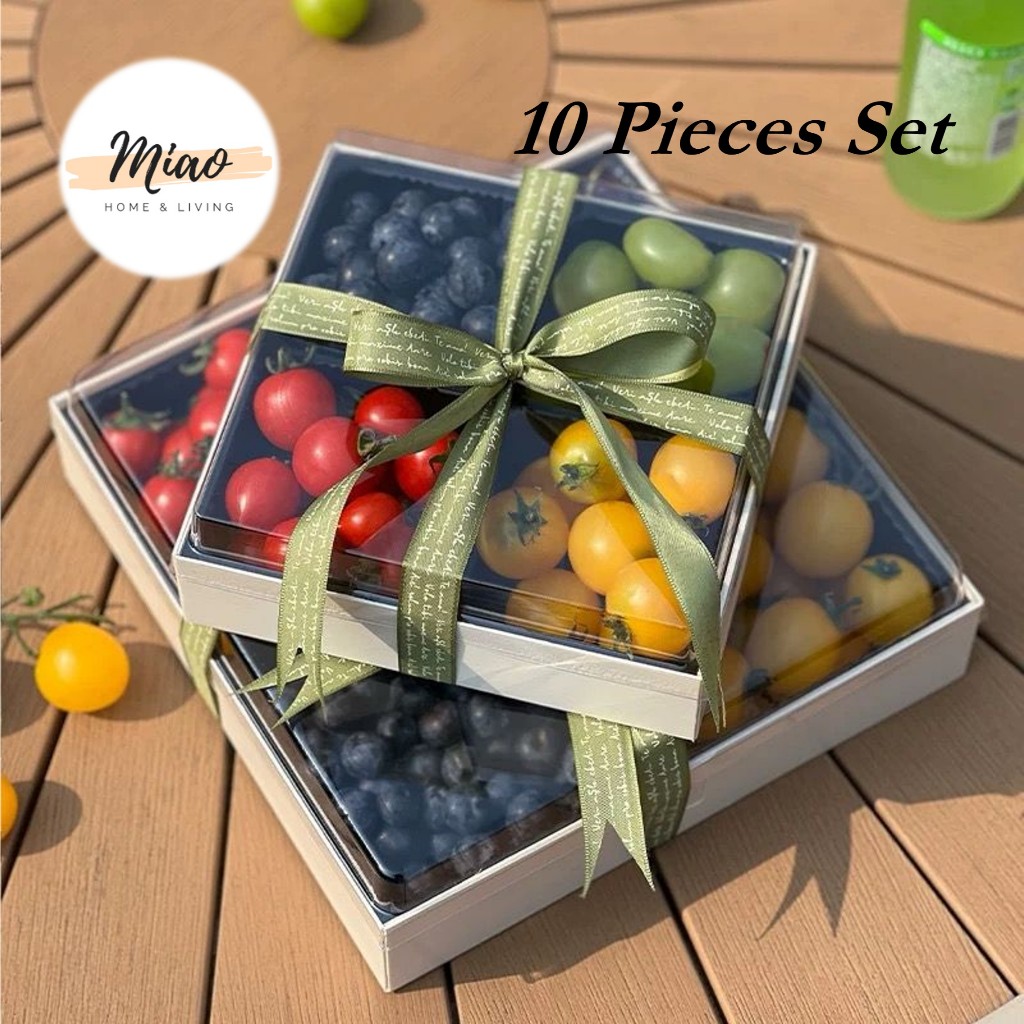 10PCs Grid Transparent Dessert Cake Sushi Box Snack Fruit Food ...