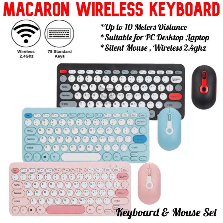 2.4G Wireless Keyboard Mouse Set Combo Mixed Color Set Office Laptop ...