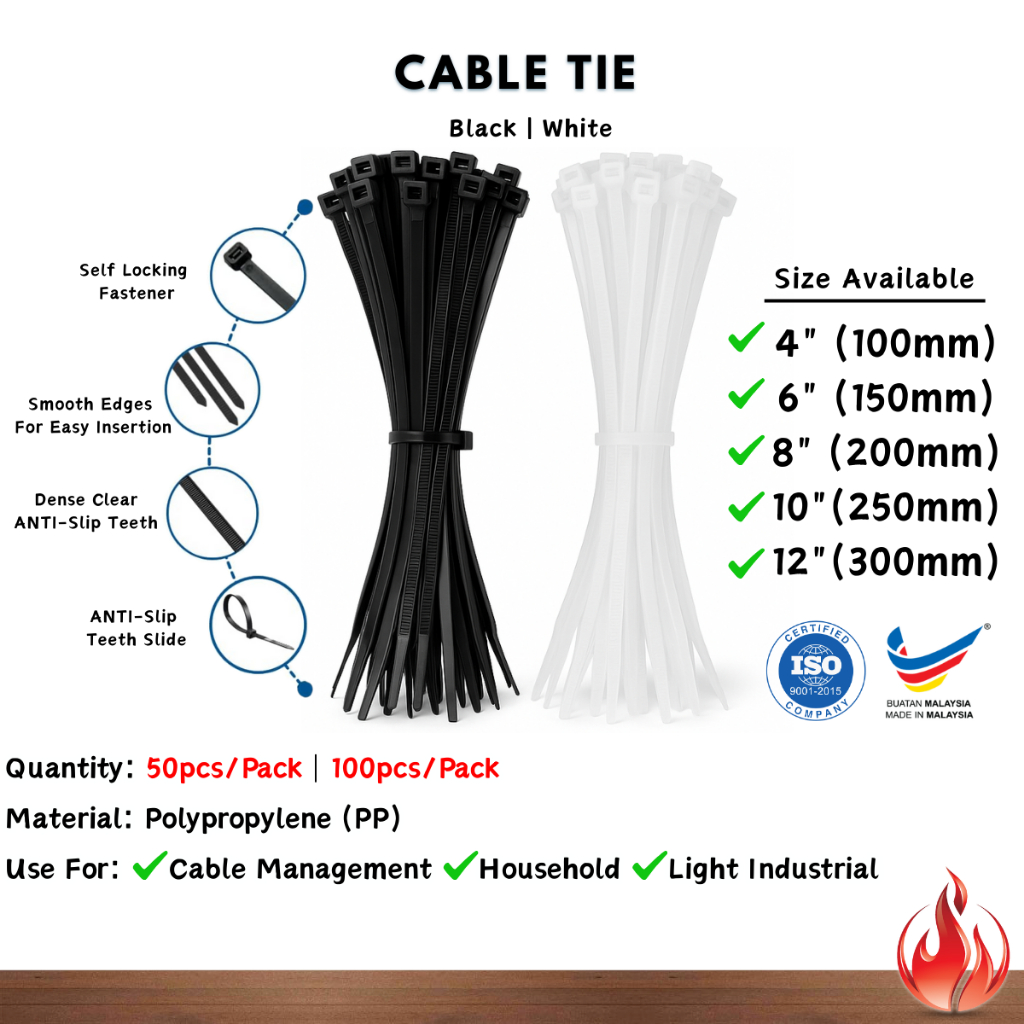 White Plastic Cable Ties Isolated On Black Background. Plastic Wire Ties Close Up Stock Photo