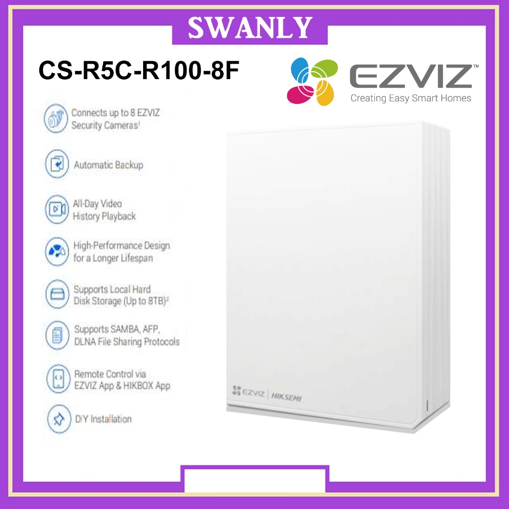 EZVIZ HIKSEMI CS-R5C-R100-8F Home Storage (Connect up to 8 devices, All ...