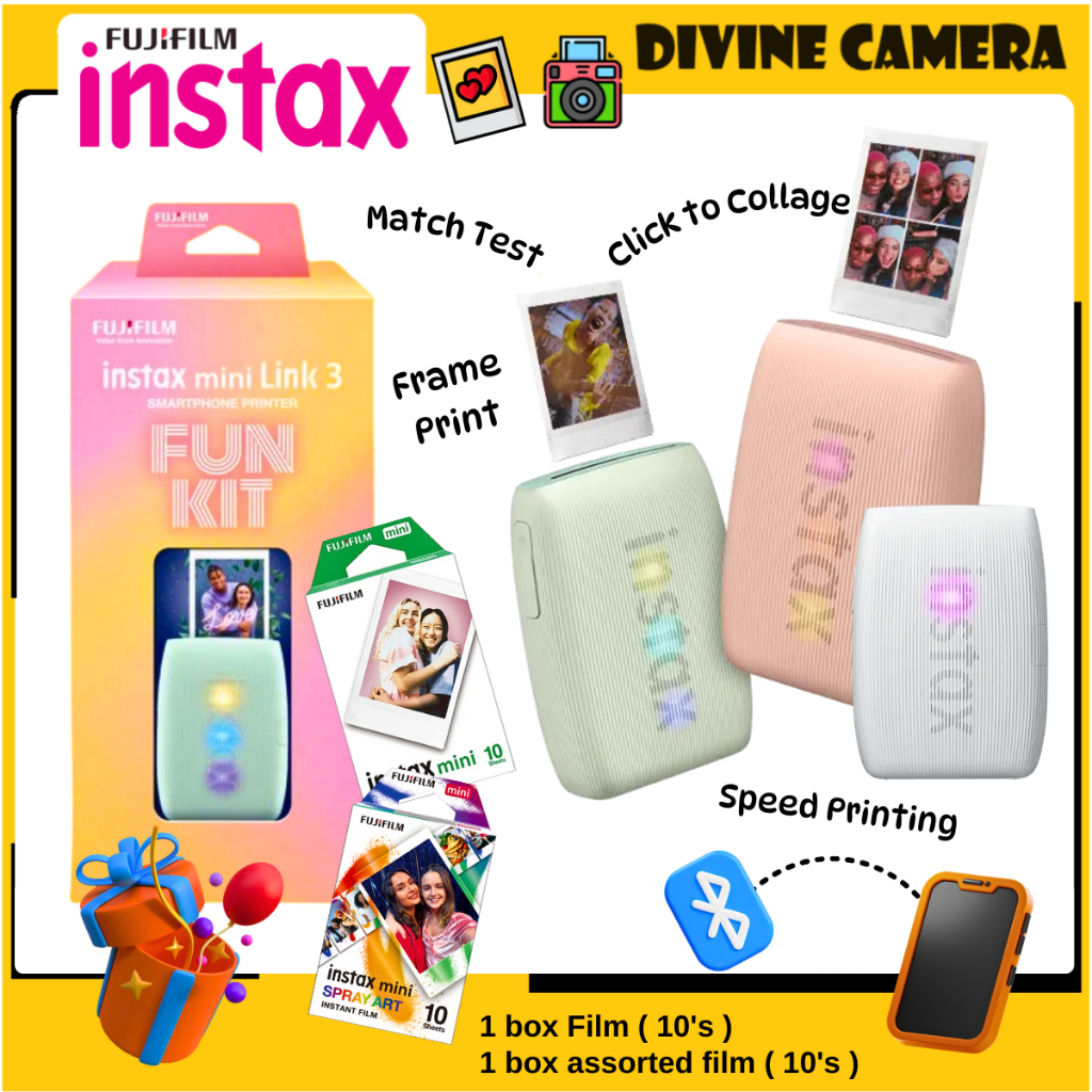 FujiFilm Instax Mini Link 3 Fun Kit PackShot | Shopee Singapore